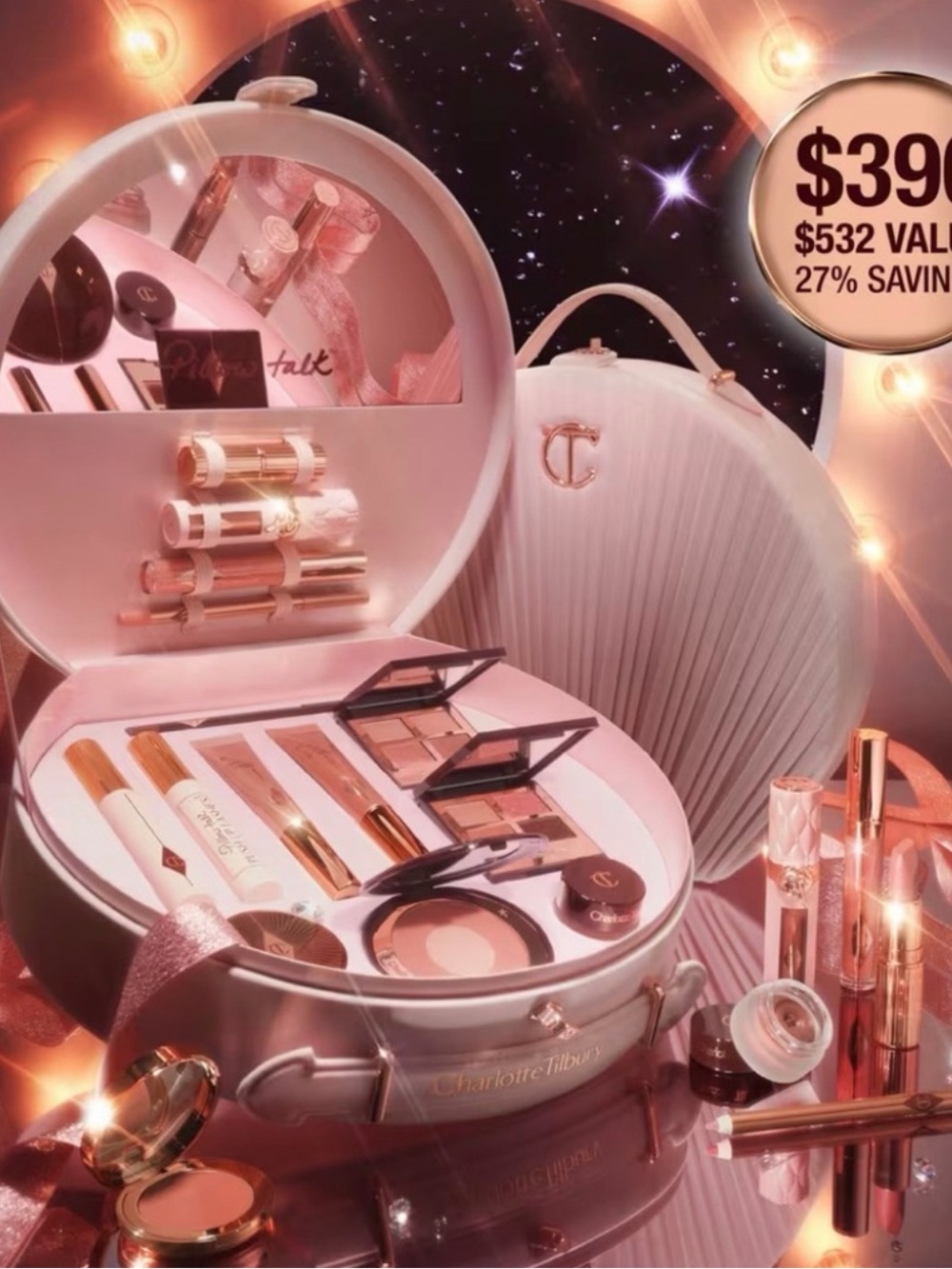 Charlotte Tilbury Pink and Rose Gold Makeup Set in Vanity Case